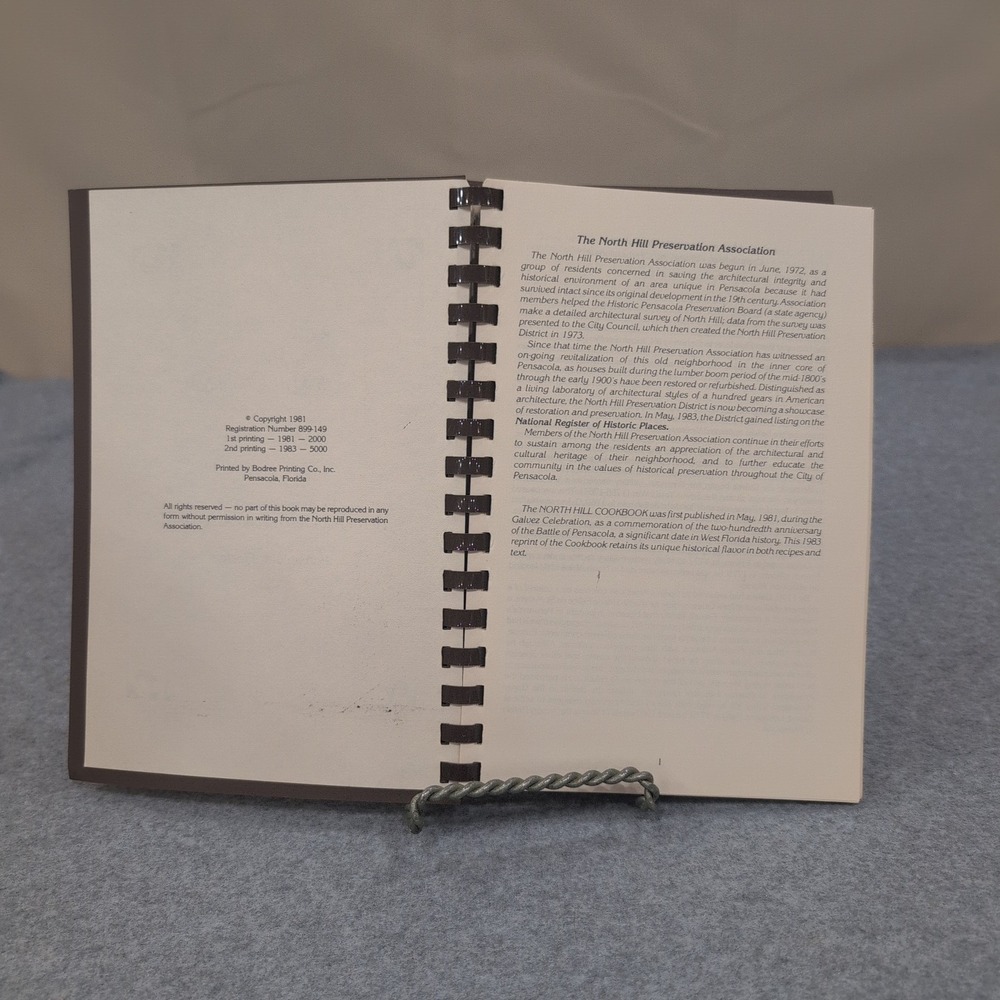 North Hill Cookbook Pensacola Florida Preservation Association 1983 Vtg Spiral - Picture 3 of 3